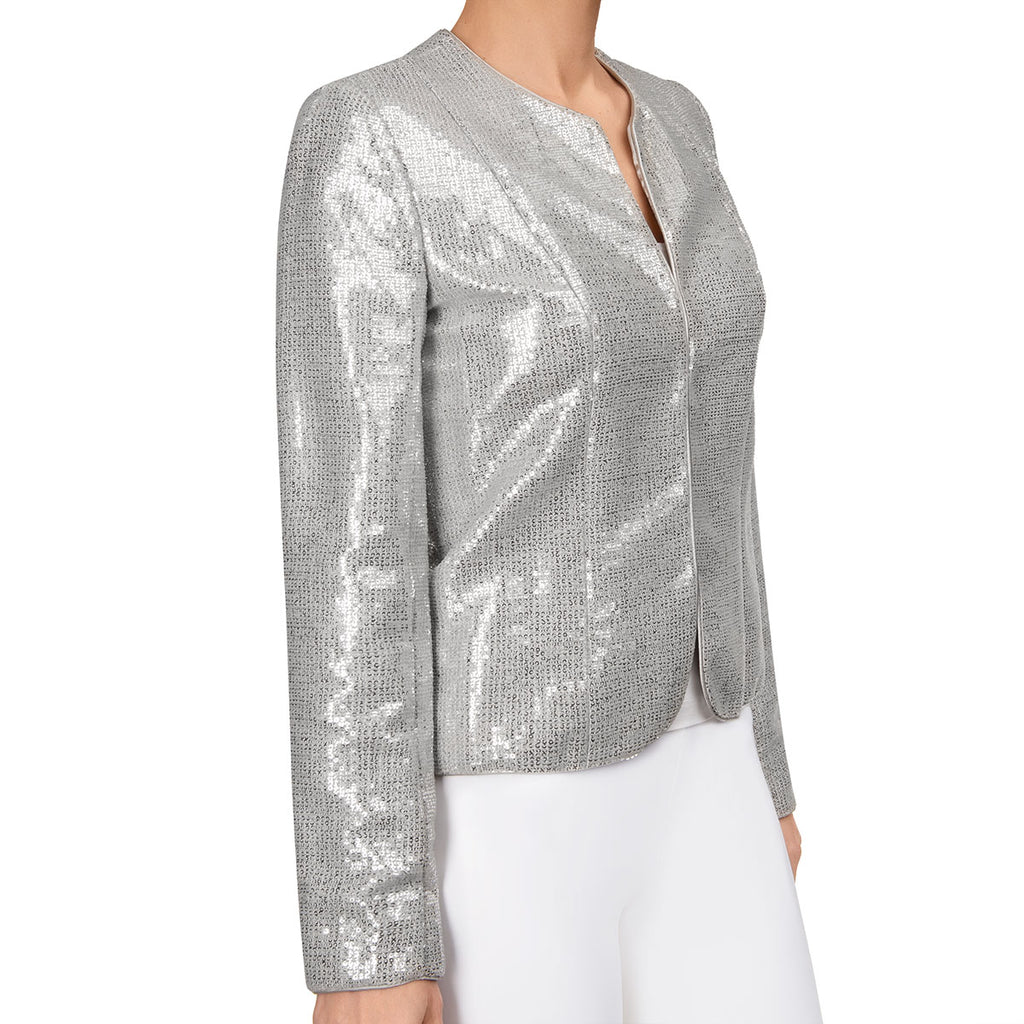 Sequin Princess Shaped Jacket in Silver