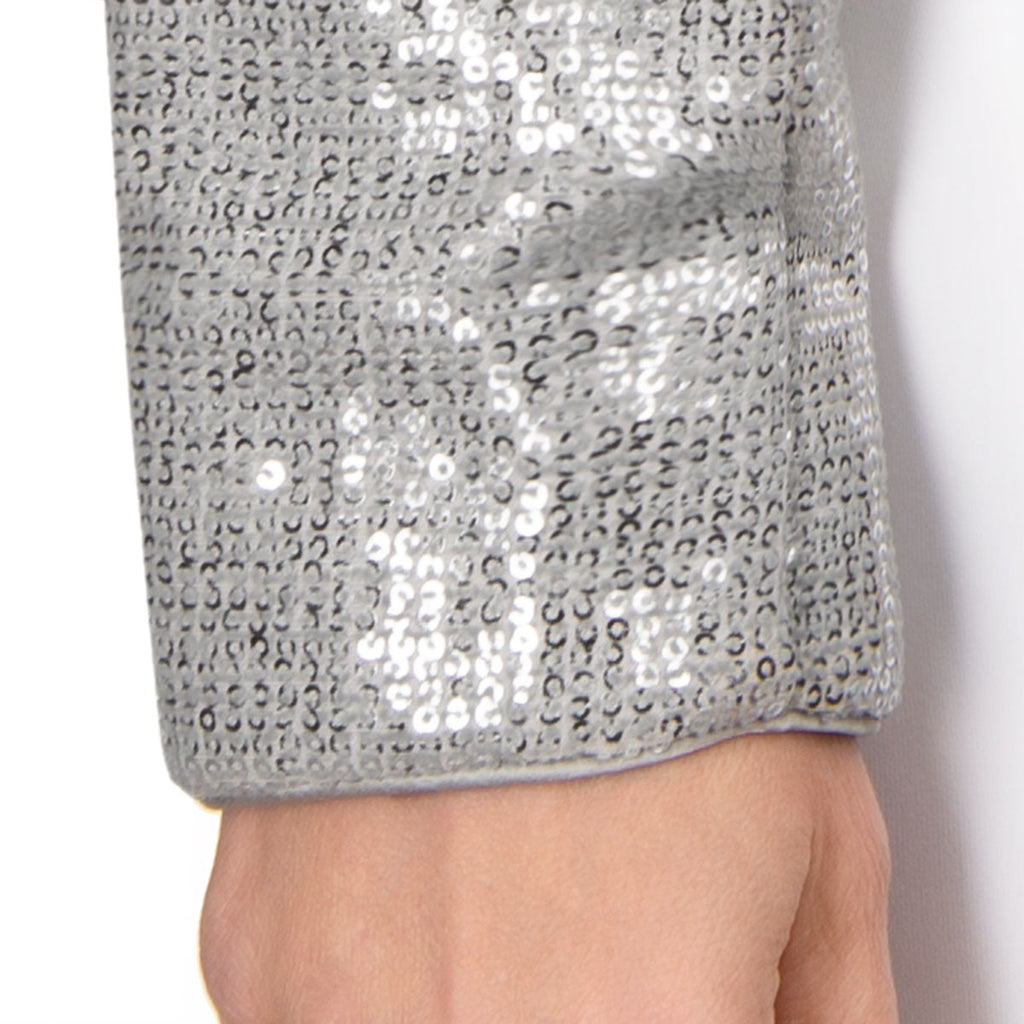 Sequin Princess Shaped Jacket in Silver