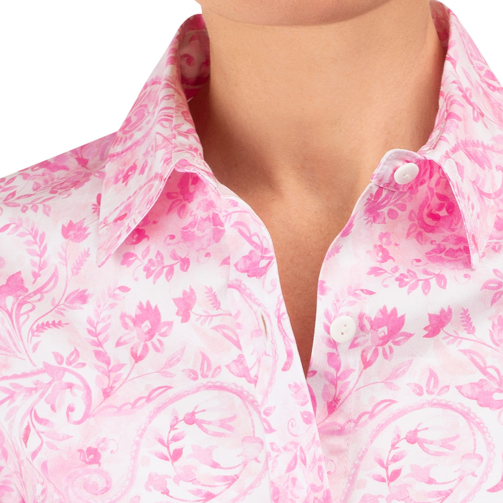 Cotton Raso Blouse in Pink Cote D Azur