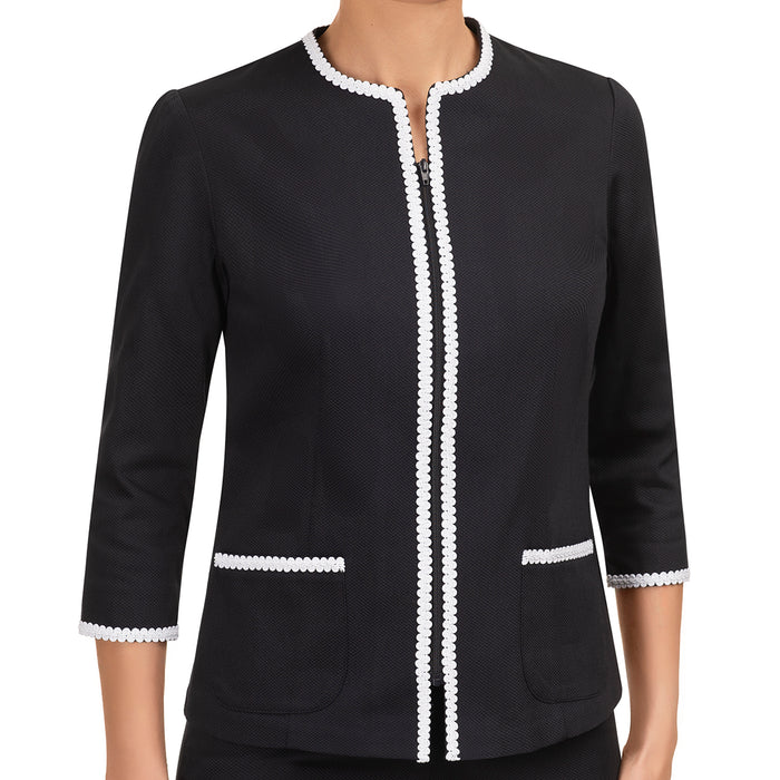 Braid Trim Pique Jacket in Navy