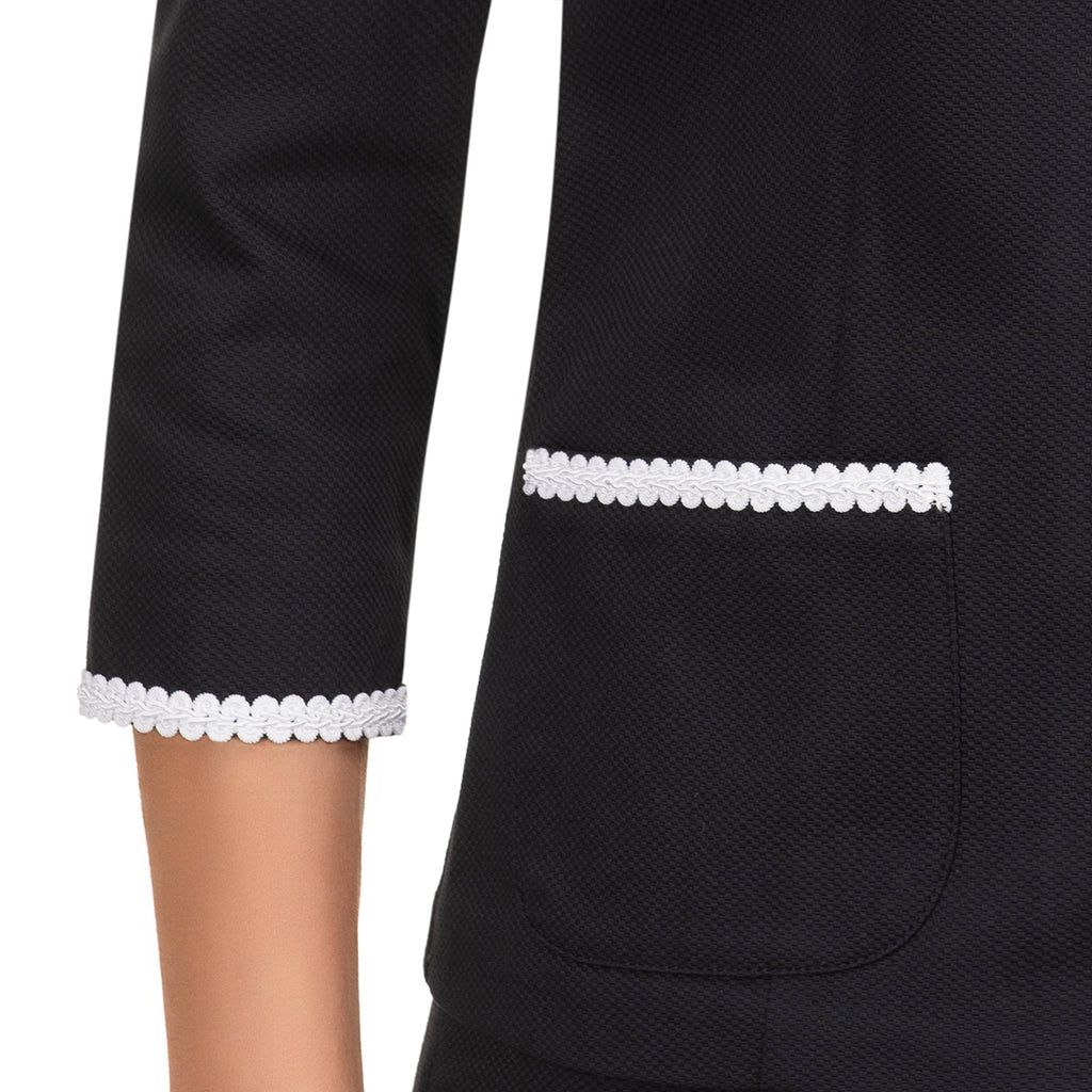 Braid Trim Pique Jacket in Navy