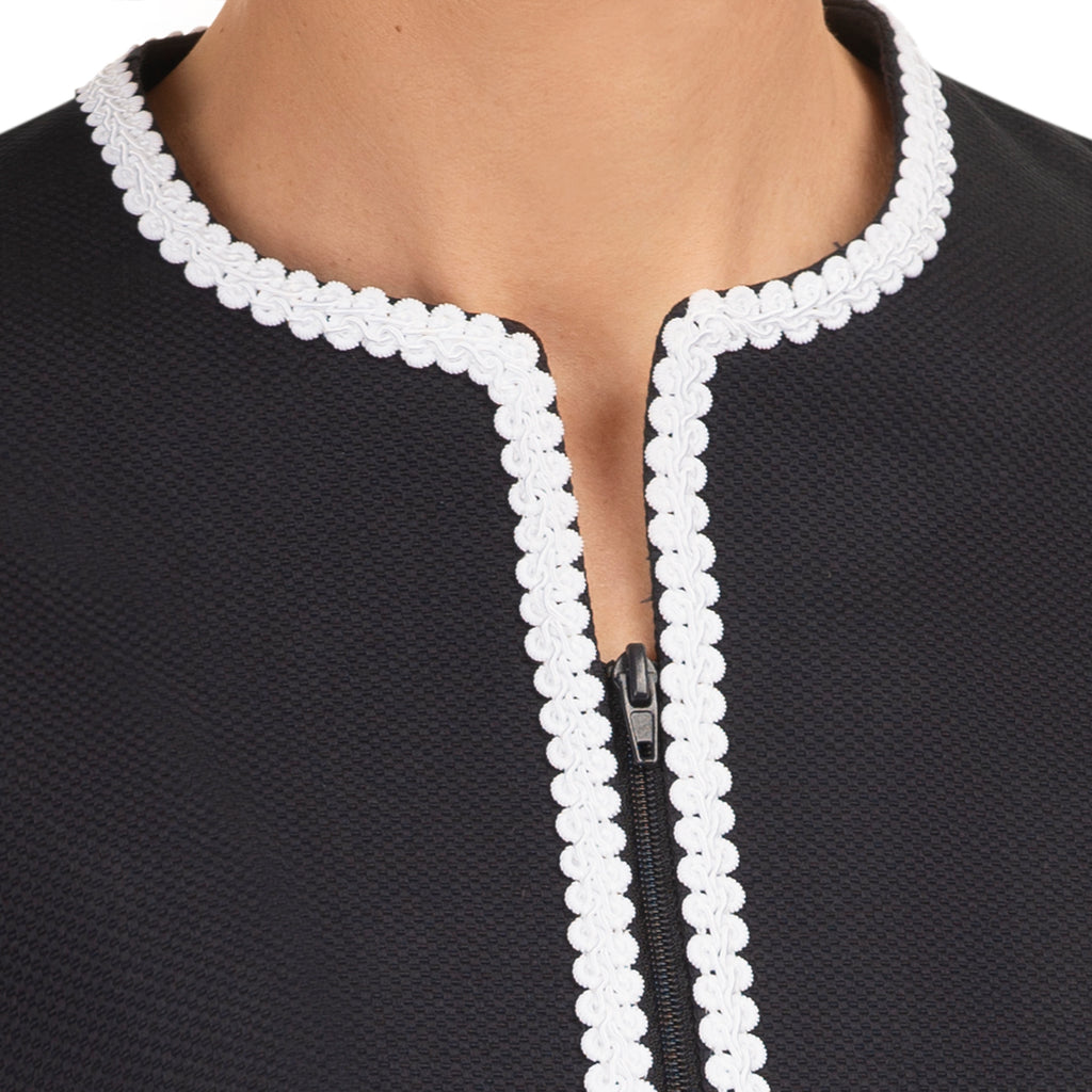 Braid Trim Pique Jacket in Navy