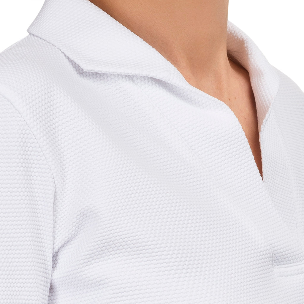 Knit Pique Polo Collar Tee in White