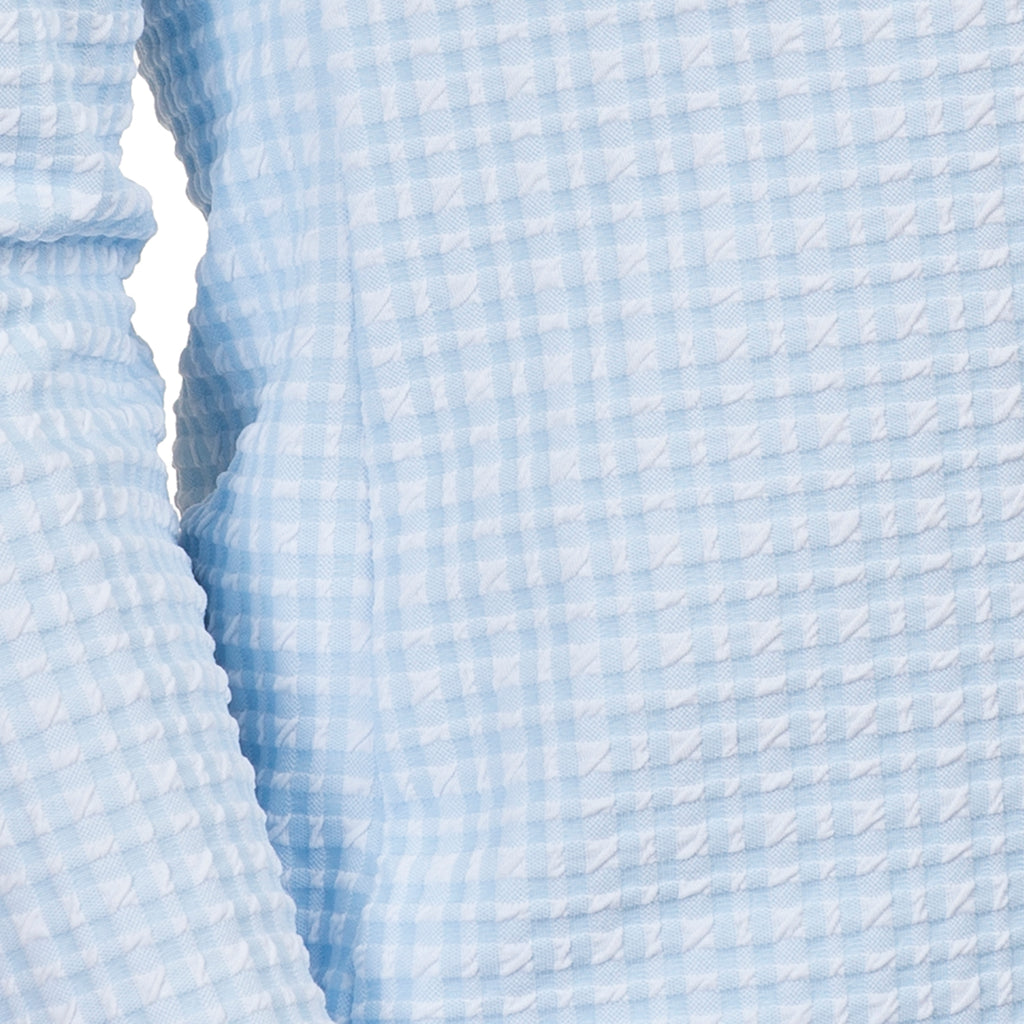 Polo Collar Tee in Blue/White Check