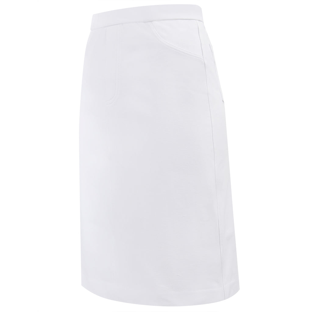 Stretch Cotton Knit Jean Skirt in White