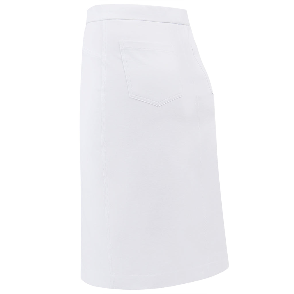 Stretch Cotton Knit Jean Skirt in White