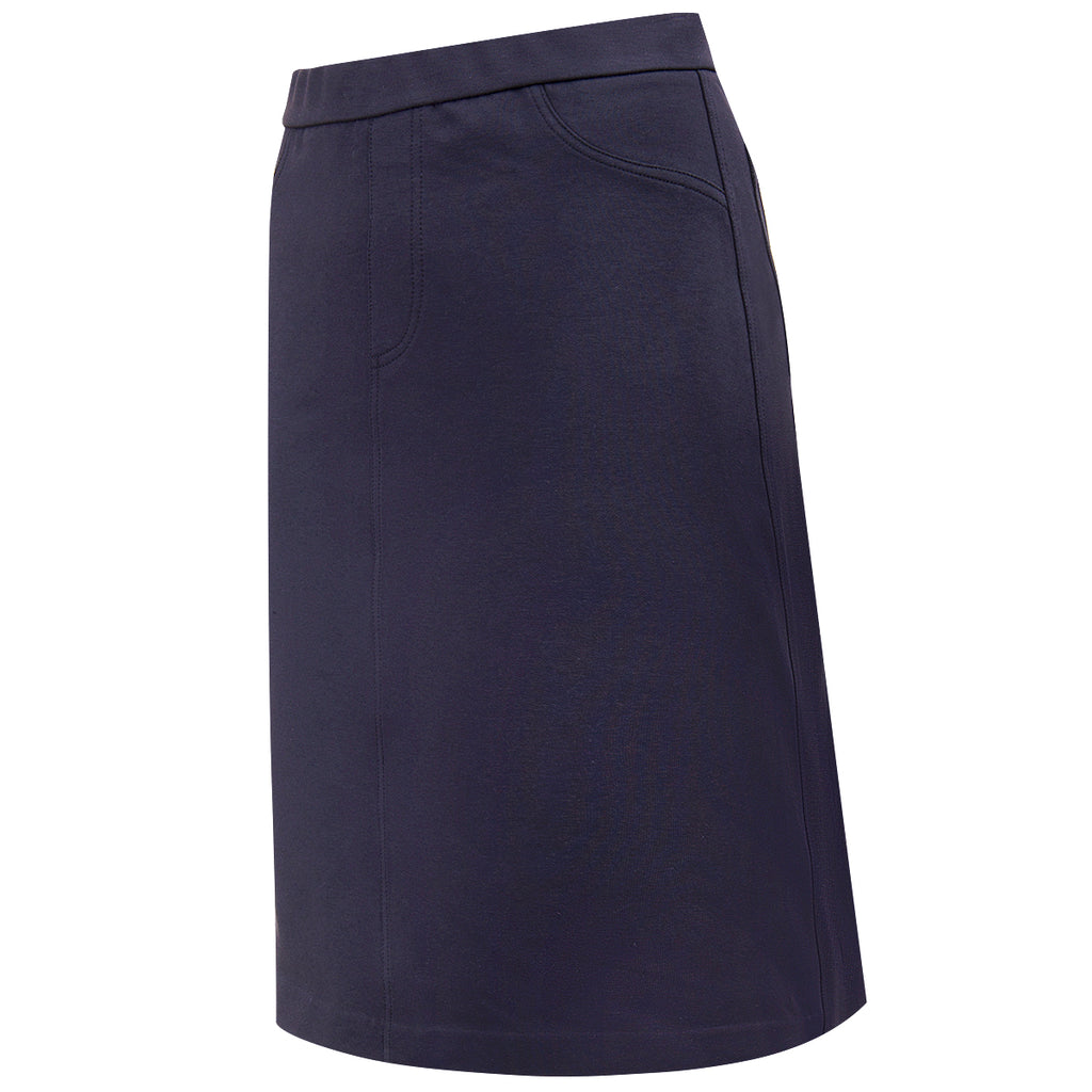 Stretch Cotton Knit Jean Skirt in Navy