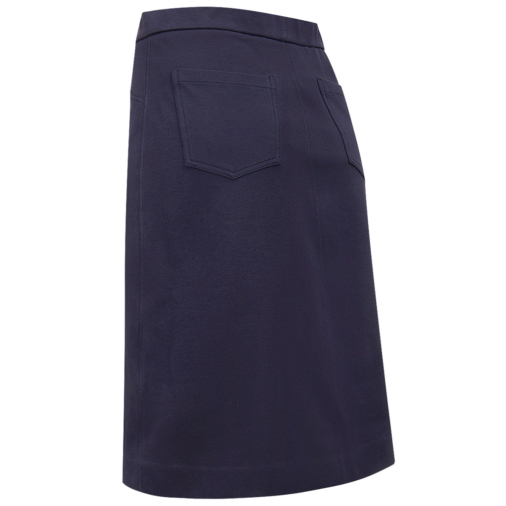 Stretch Cotton Knit Jean Skirt in Navy