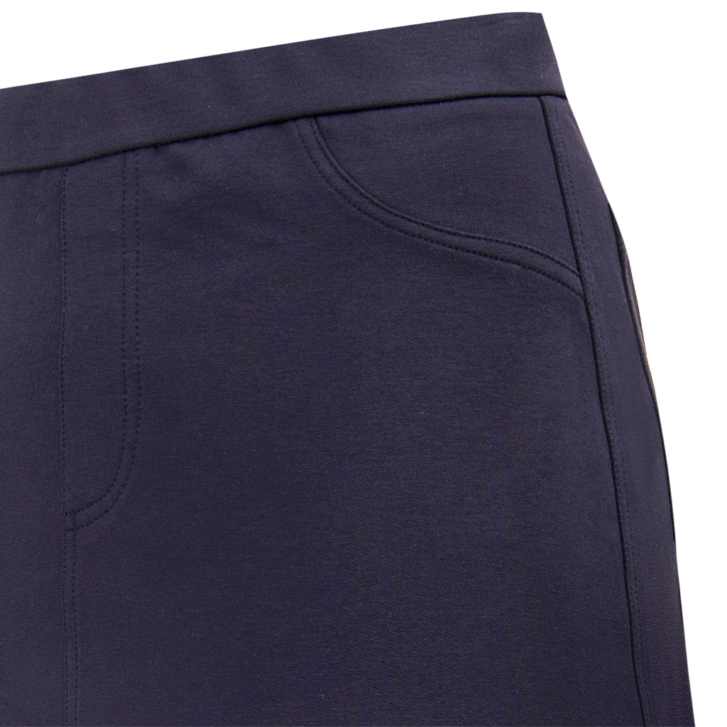 Stretch Cotton Knit Jean Skirt in Navy