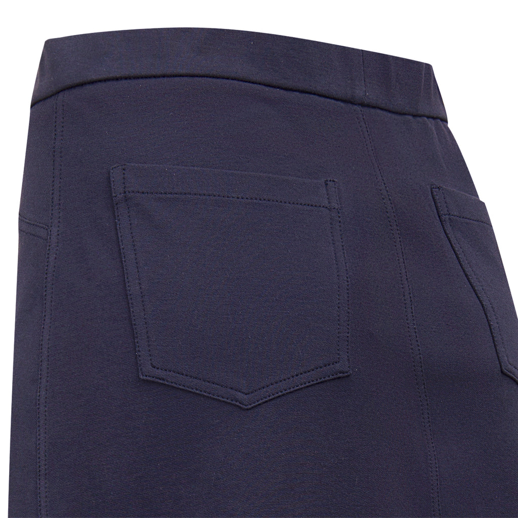 Stretch Cotton Knit Jean Skirt in Navy