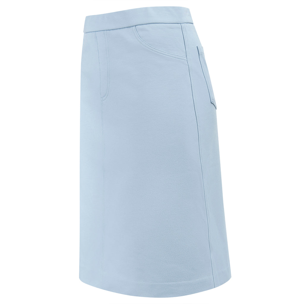 Stretch Cotton Knit Jean Skirt in Giorgio Blue