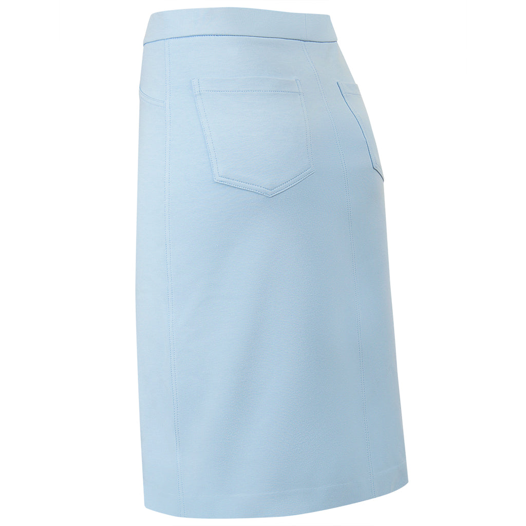 Stretch Cotton Knit Jean Skirt in Giorgio Blue