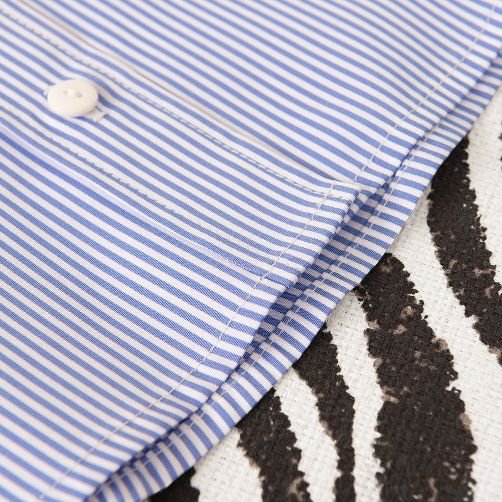 SS Cuff Blouse in Blue & White Stripe