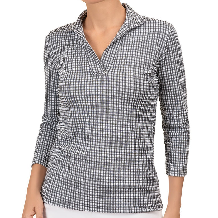 Polo Collar Tee in Black/White Check