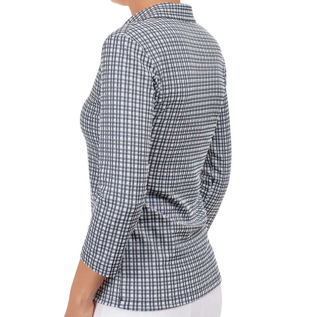 Polo Collar Tee in Black/White Check