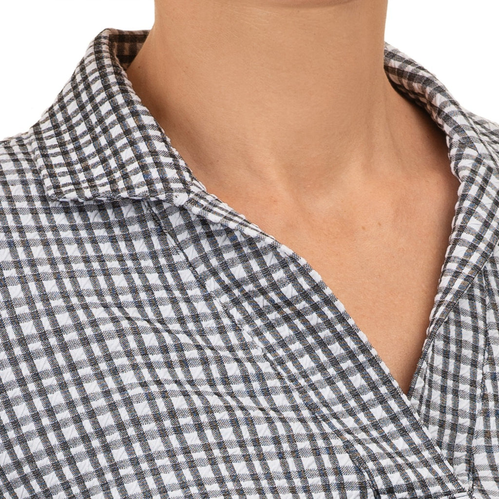 Polo Collar Tee in Black/White Check
