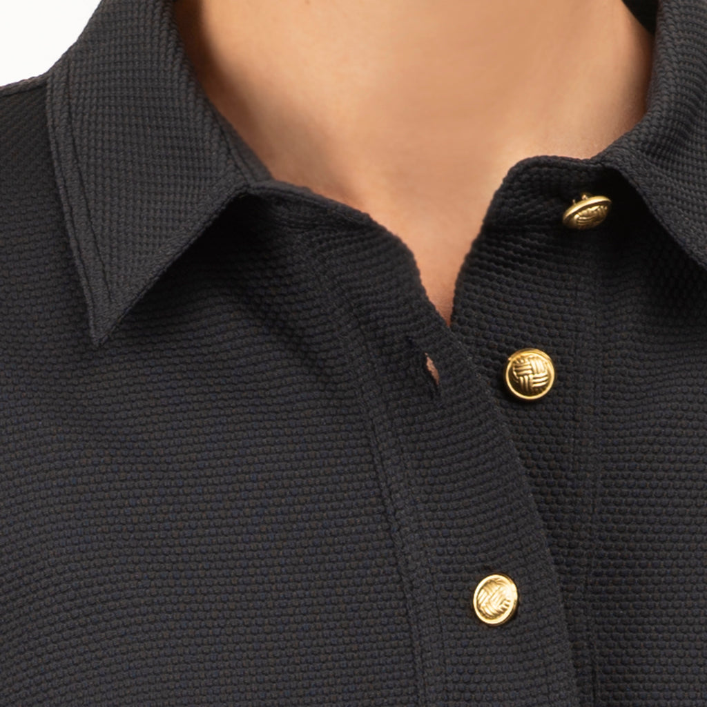 Pique Shirtdress in Black