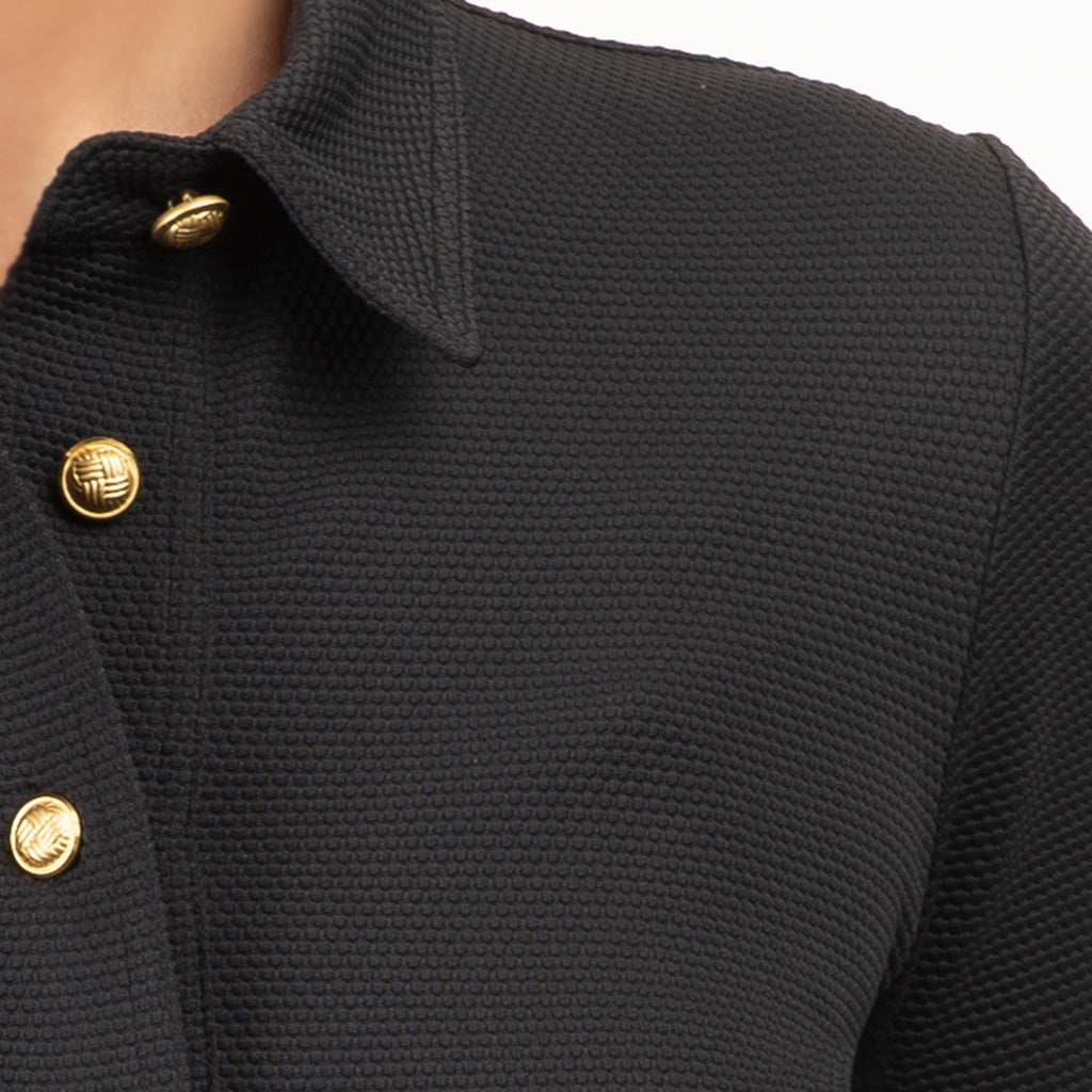 Pique Shirtdress in Black