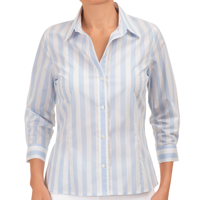 3/4 Sleeve Blouse in B&W Stripe