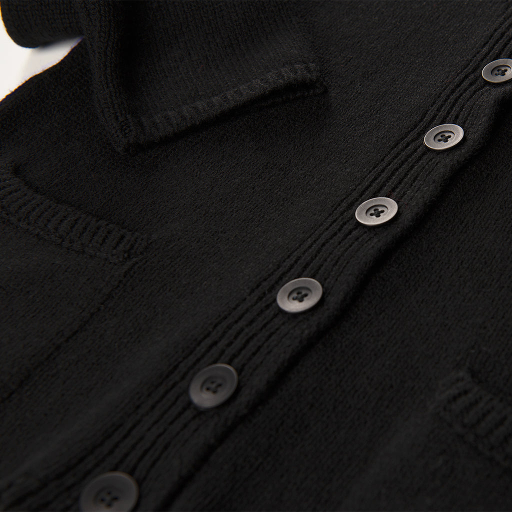 V Collar Cashmere & Wool Cardigan in Black