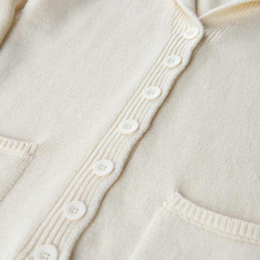 V Collar Cashmere & Wool Cardigan in White