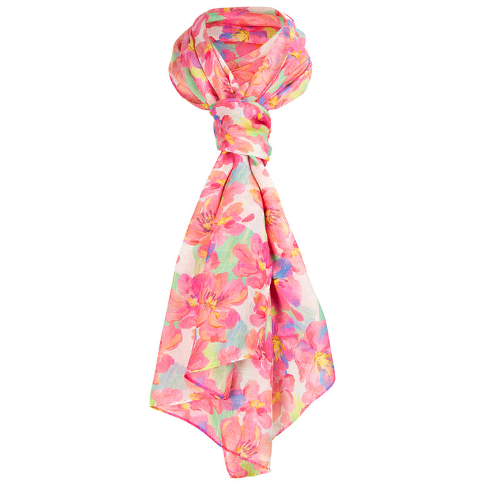Silk & Modal Scarf in Pink Peonies