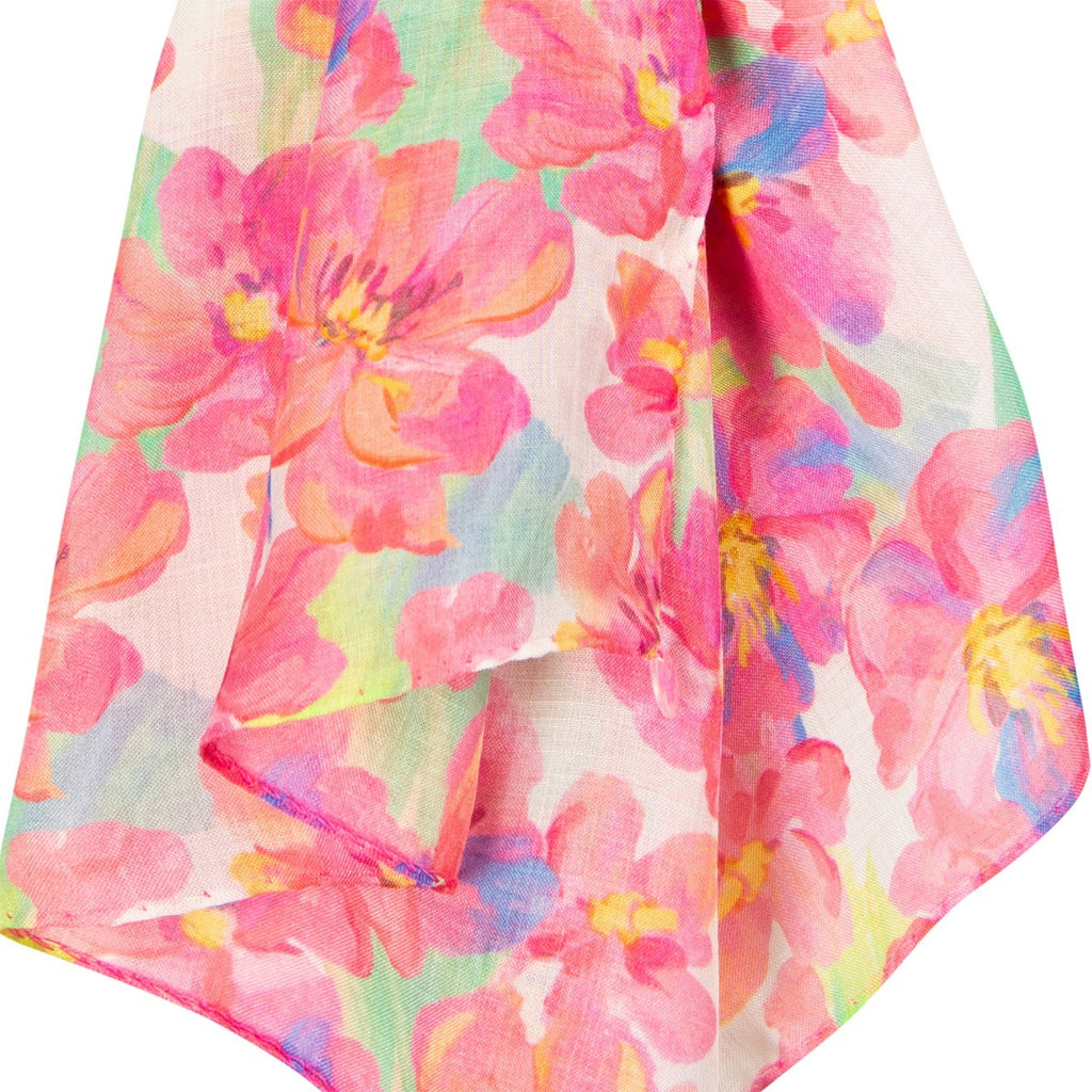 Silk & Modal Scarf in Pink Peonies