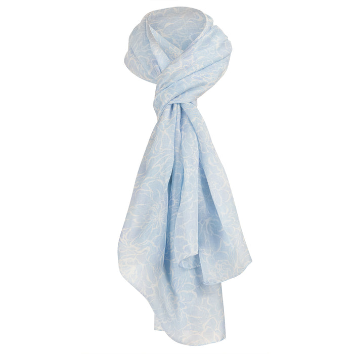 Silk & Modal Scarf in Blue Blossom