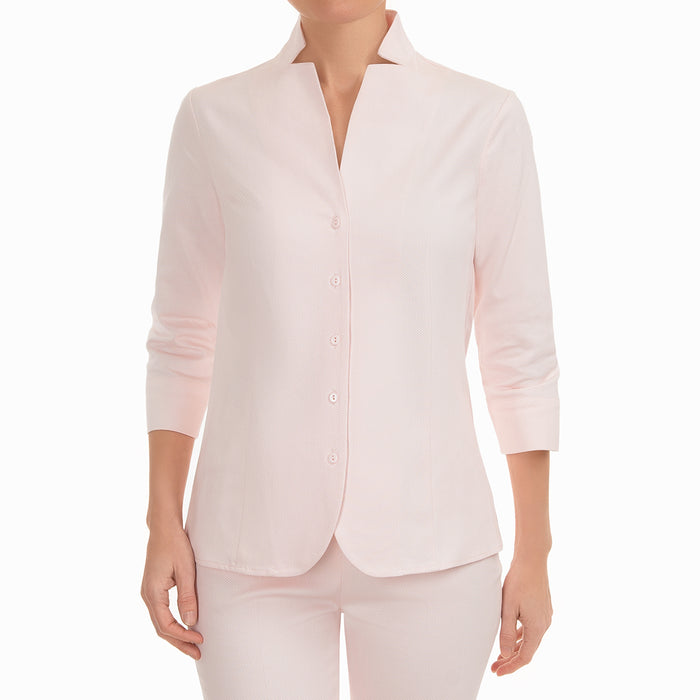 Inverted Notch Collar Pique Shirt in Angel Wing