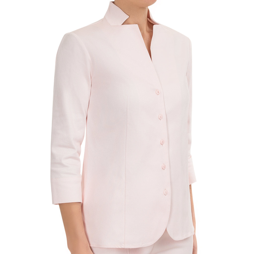 Inverted Notch Collar Pique Shirt in Angel Wing