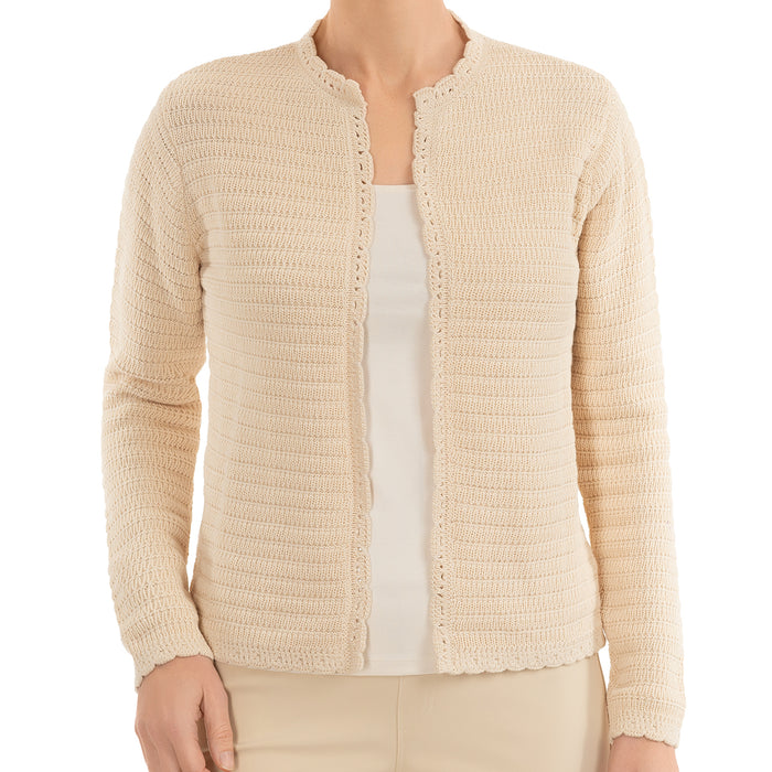 Scallop Edge Cardigan in Flax
