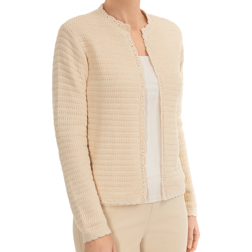Scallop Edge Cardigan in Flax