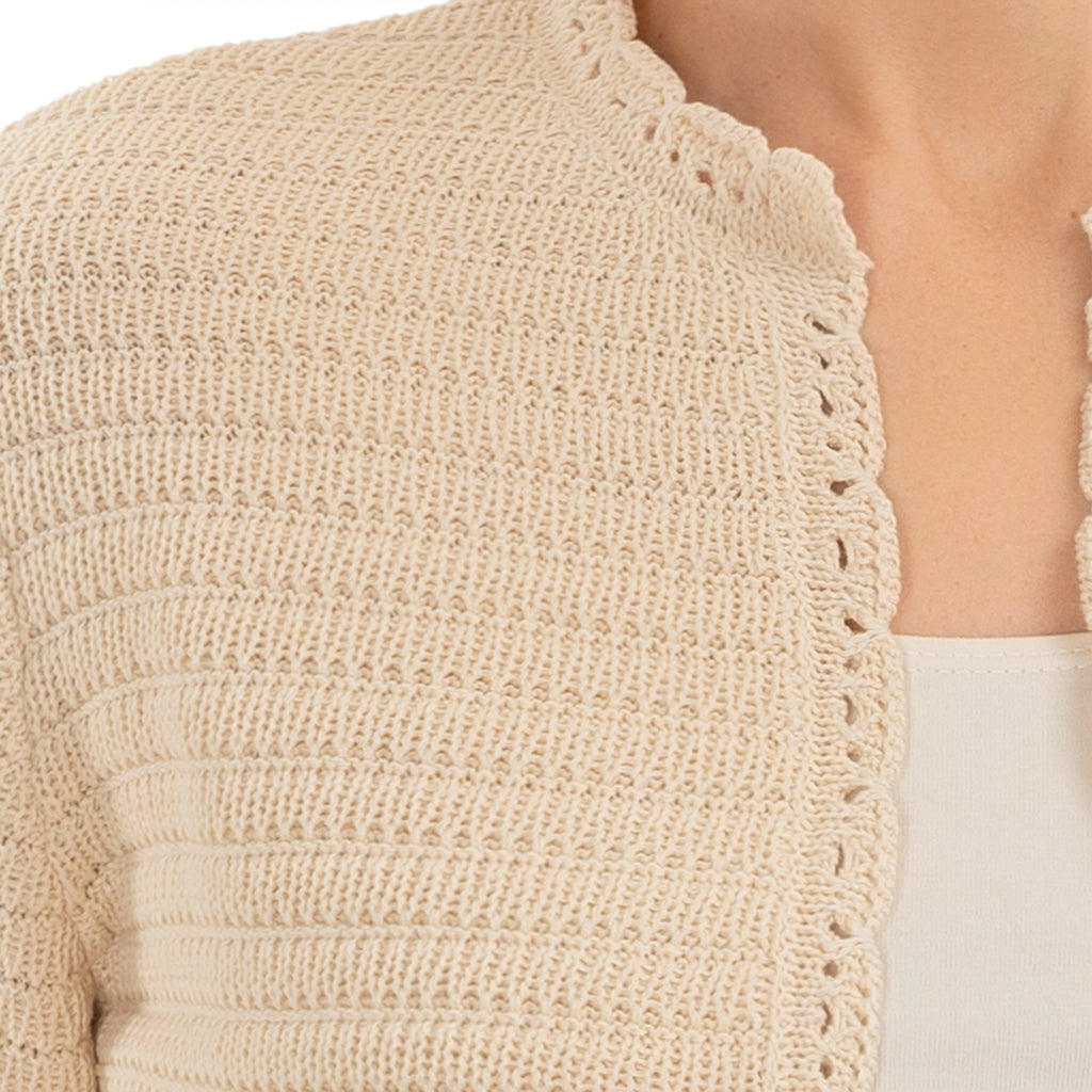 Scallop Edge Cardigan in Flax