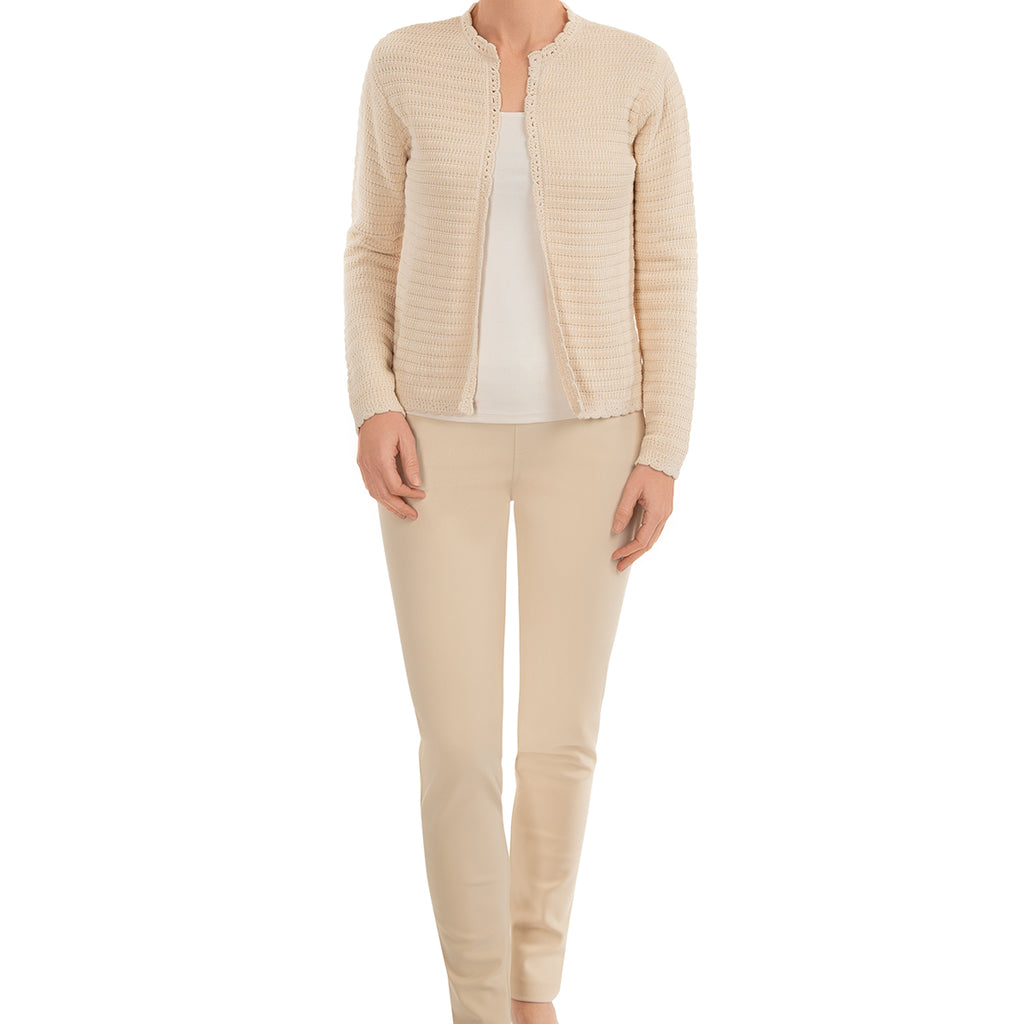 Scallop Edge Cardigan in Flax
