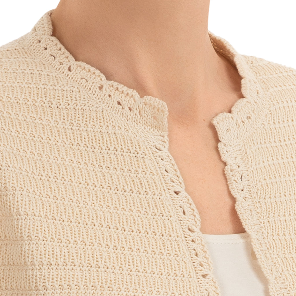 Scallop Edge Cardigan in Flax