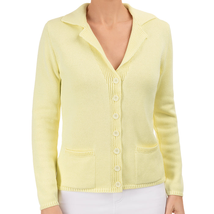 V Collar Cardigan in Lime Yellow