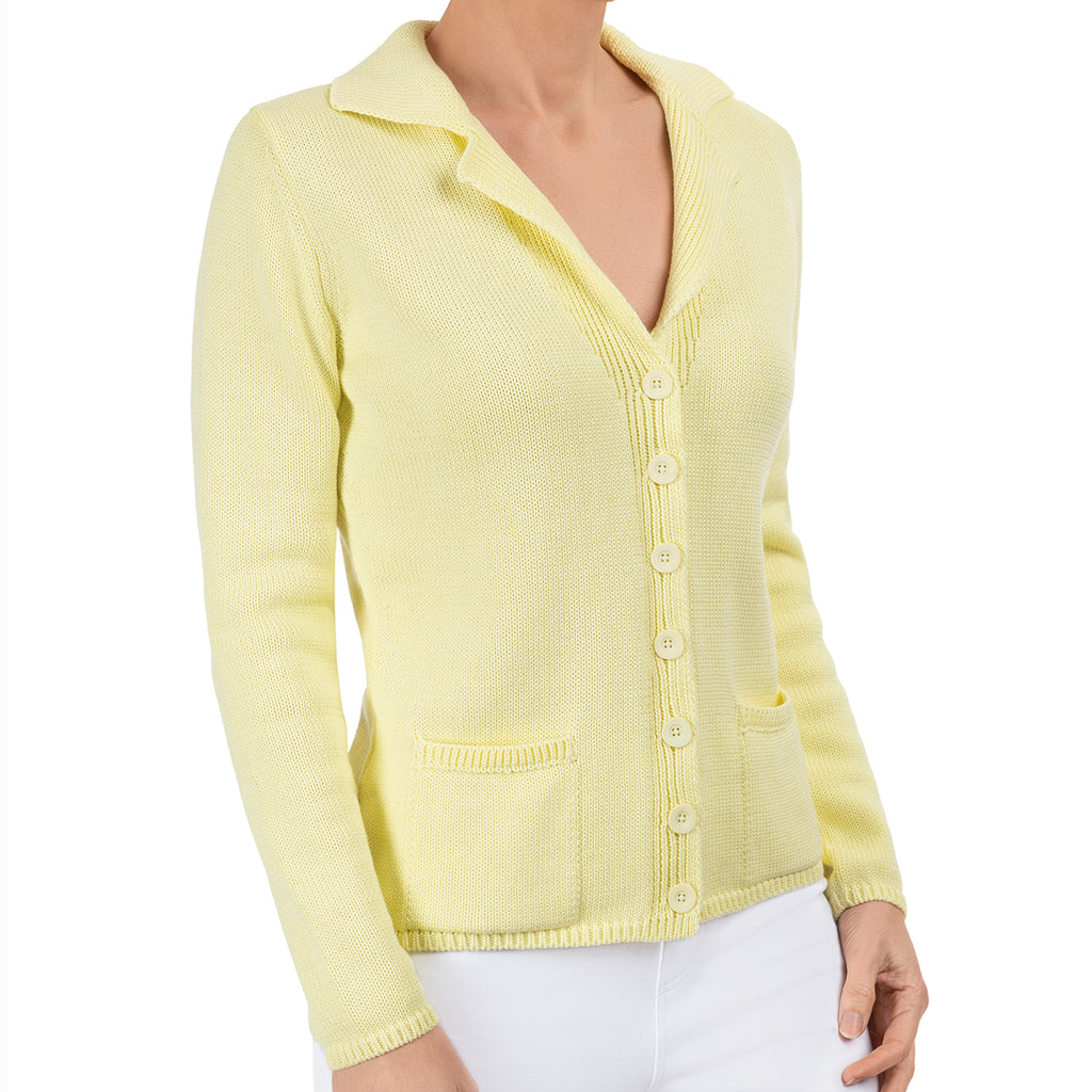 V Collar Cardigan in Lime Yellow