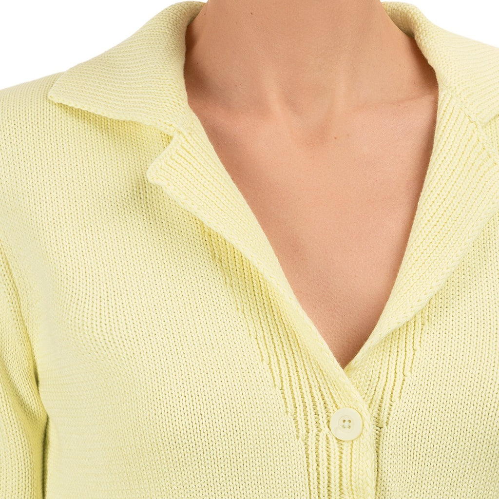 V Collar Cardigan in Lime Yellow