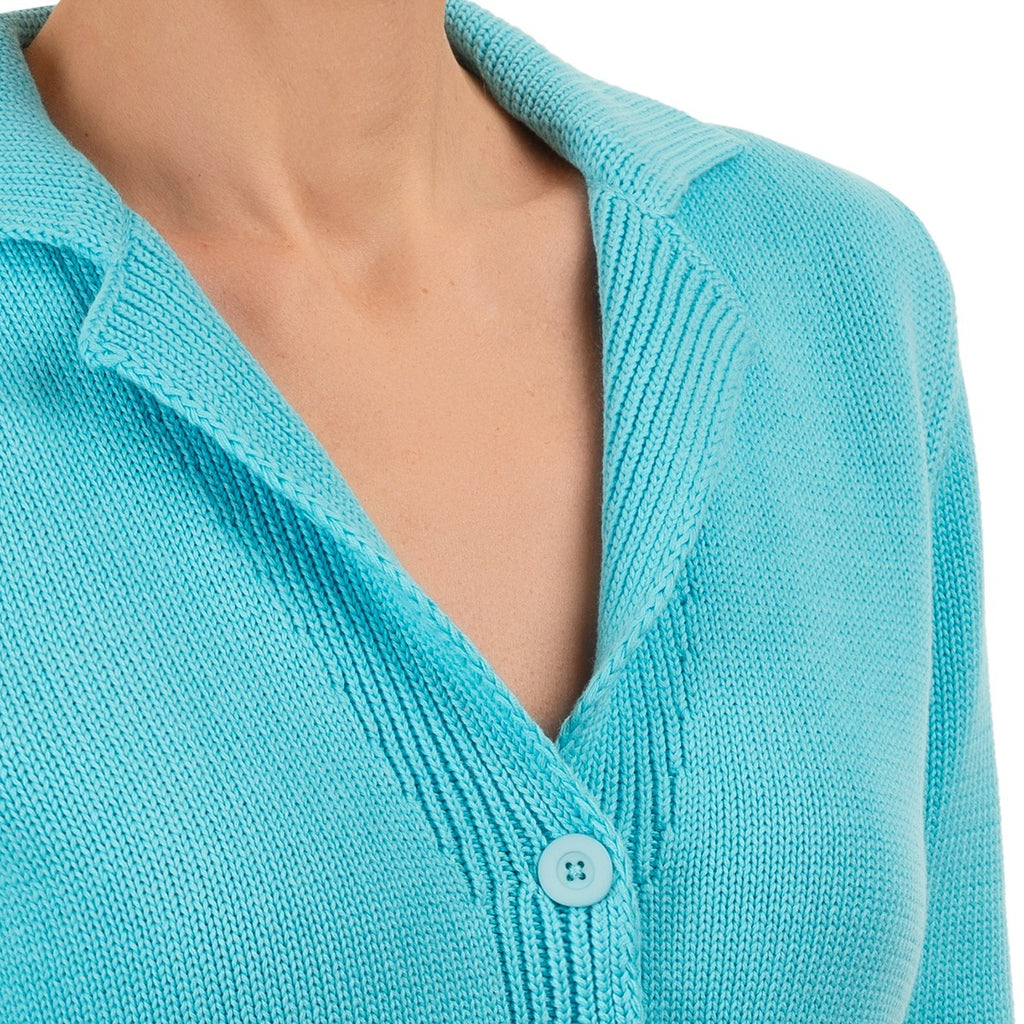 V Collar Cardigan in Turquoise