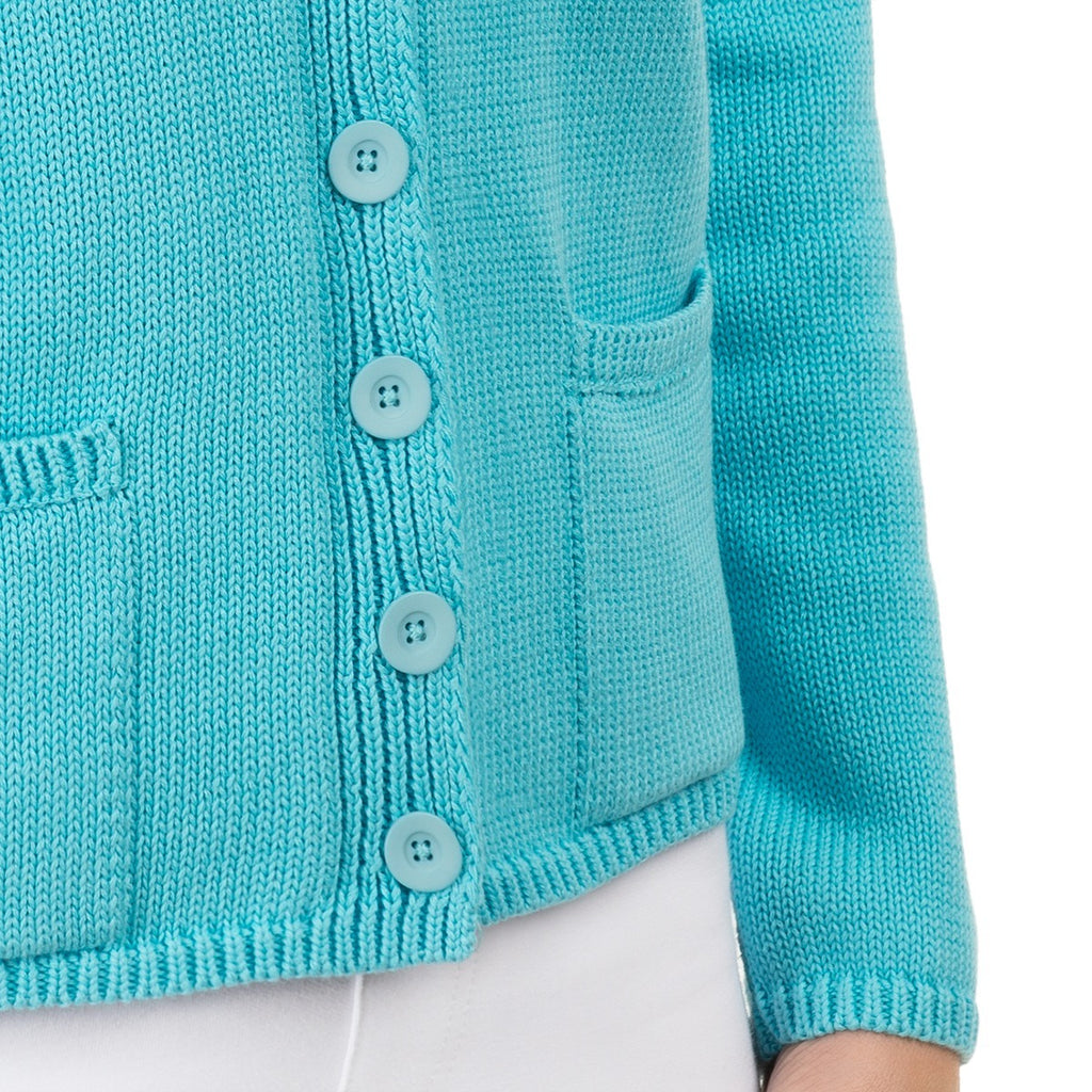 V Collar Cardigan in Turquoise