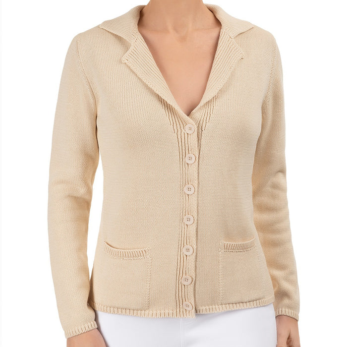 V Collar Cardigan in Flax