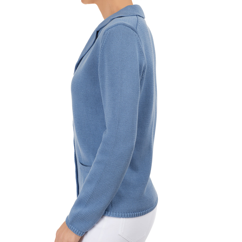 V Collar Cardigan in Ocean Blue