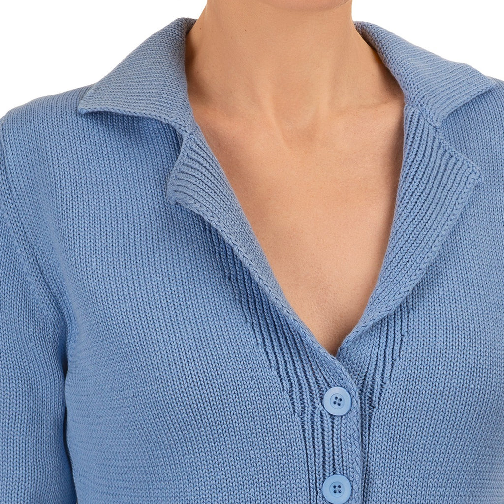 V Collar Cardigan in Ocean Blue