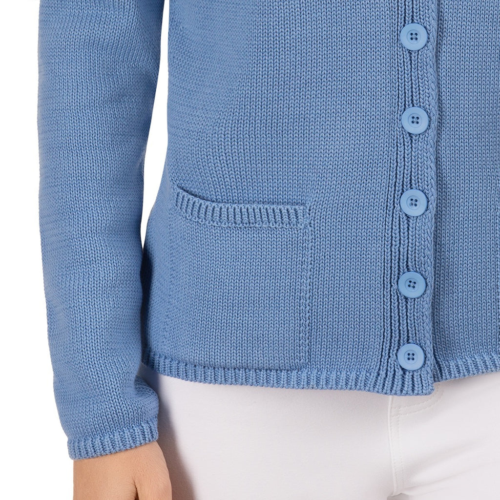V Collar Cardigan in Ocean Blue