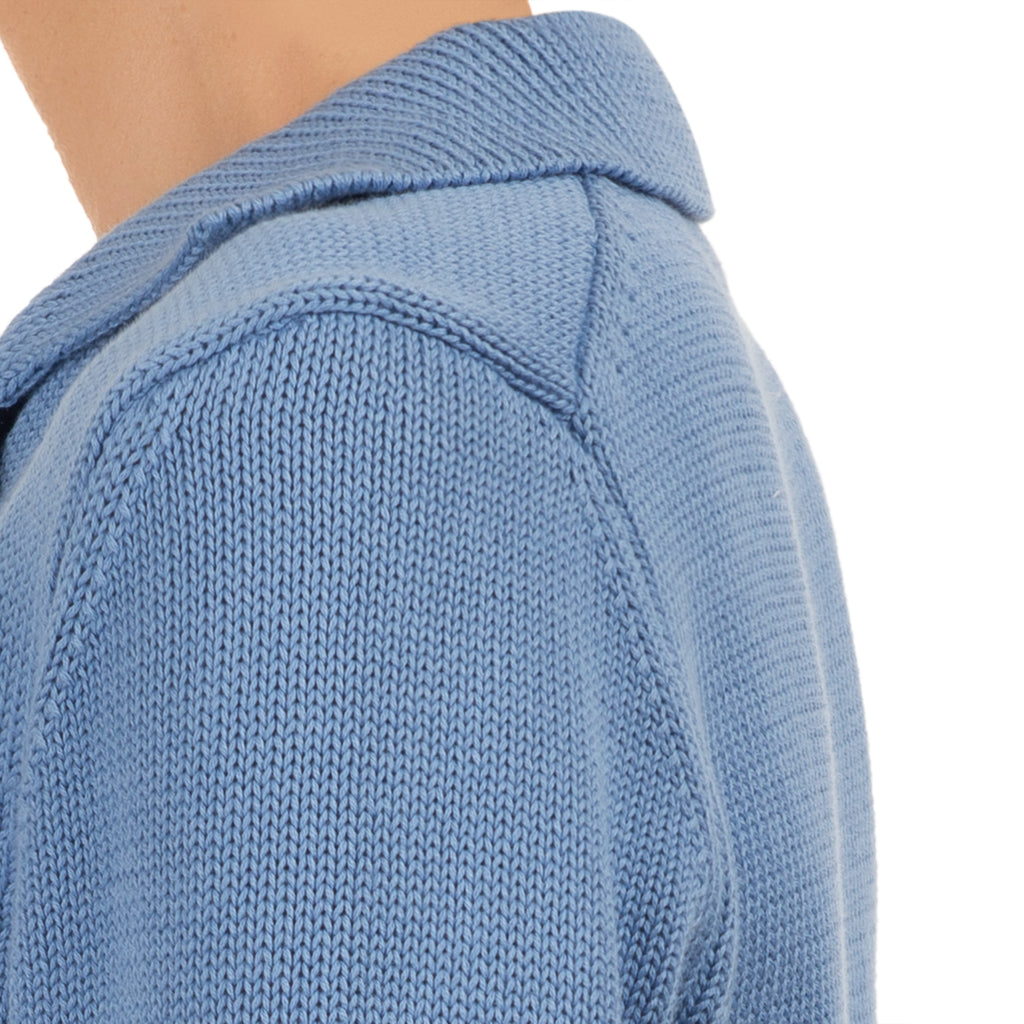 V Collar Cardigan in Ocean Blue