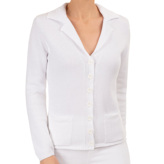 V Collar Cardigan in White