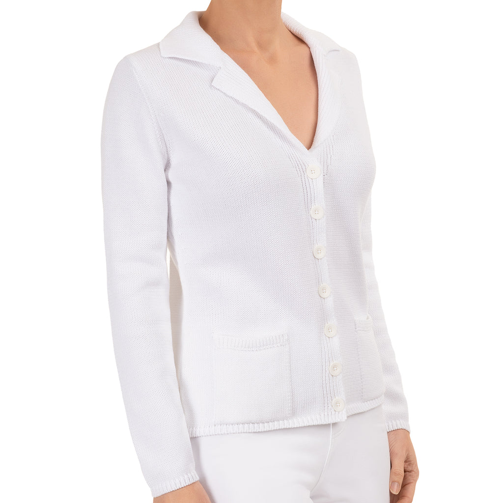 V Collar Cardigan in White