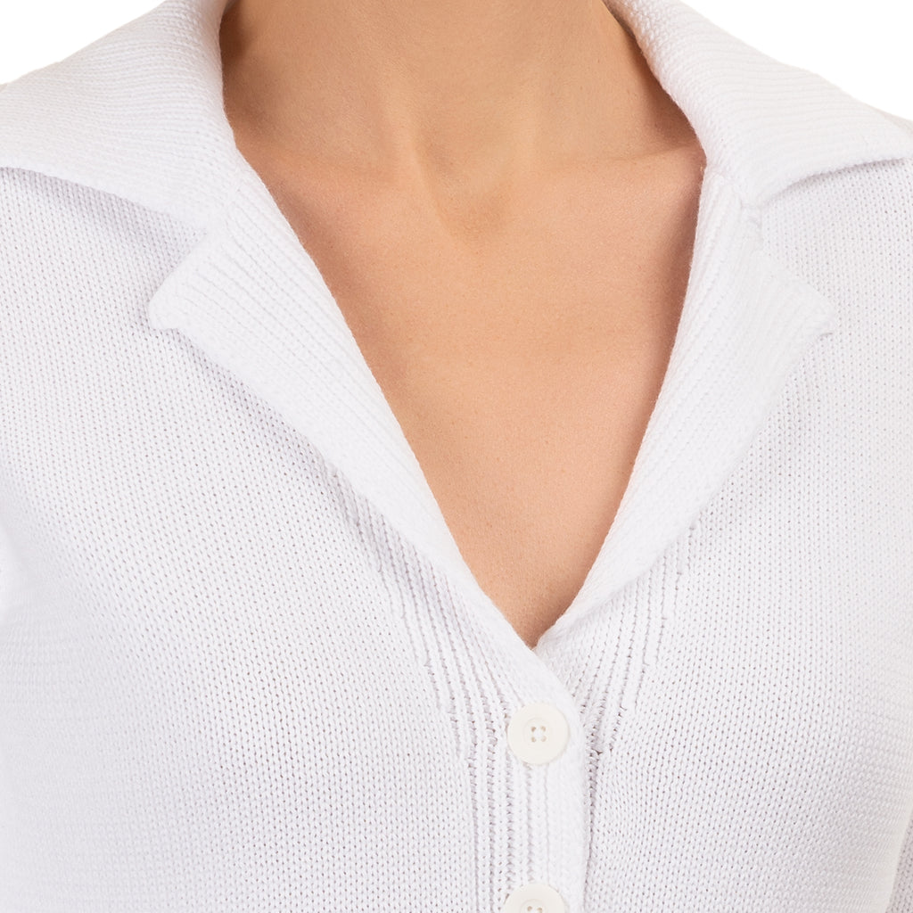 V Collar Cardigan in White