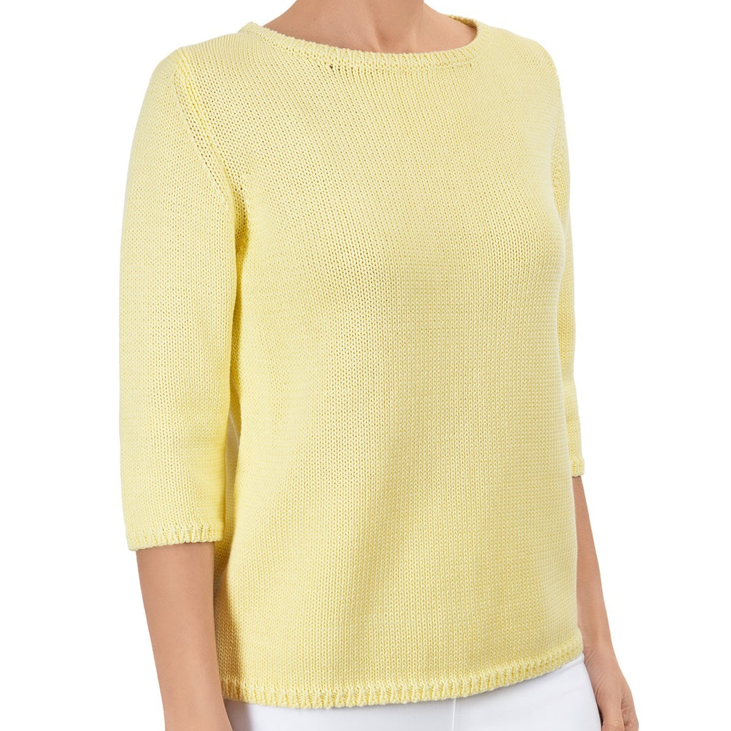 3/4 Sleeve Pullover in Lime Yellow