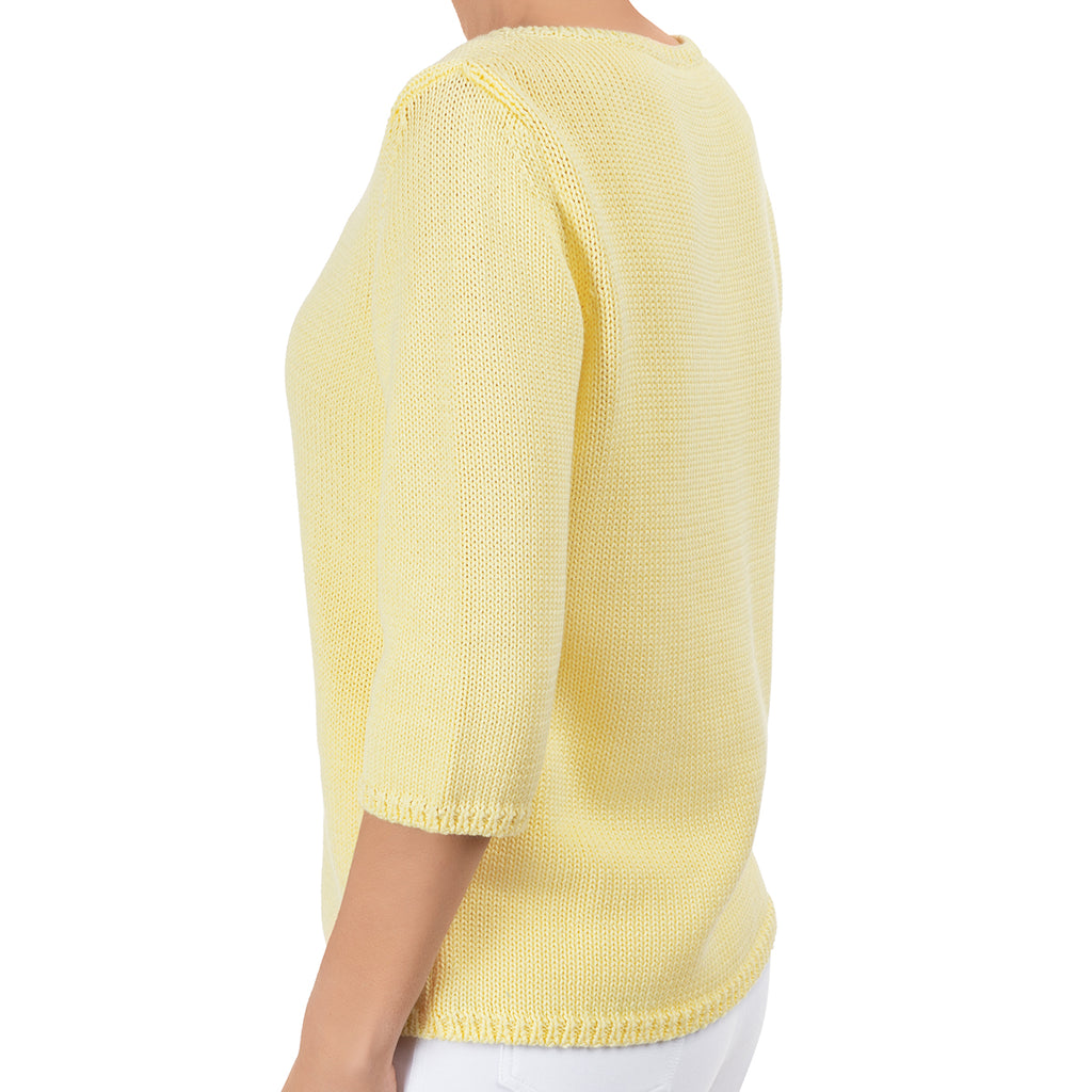 3/4 Sleeve Pullover in Lime Yellow